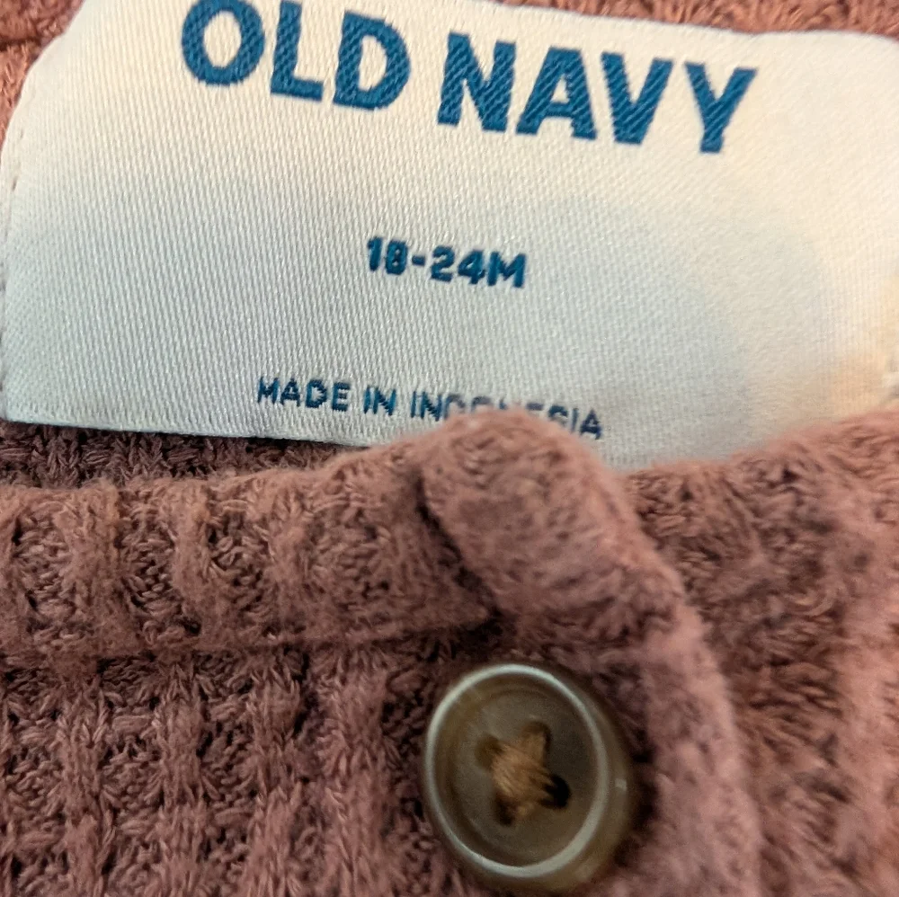 Long Sleeve Waffle knit Ruffle Dress, Old Navy Size 18 to 24 Mos